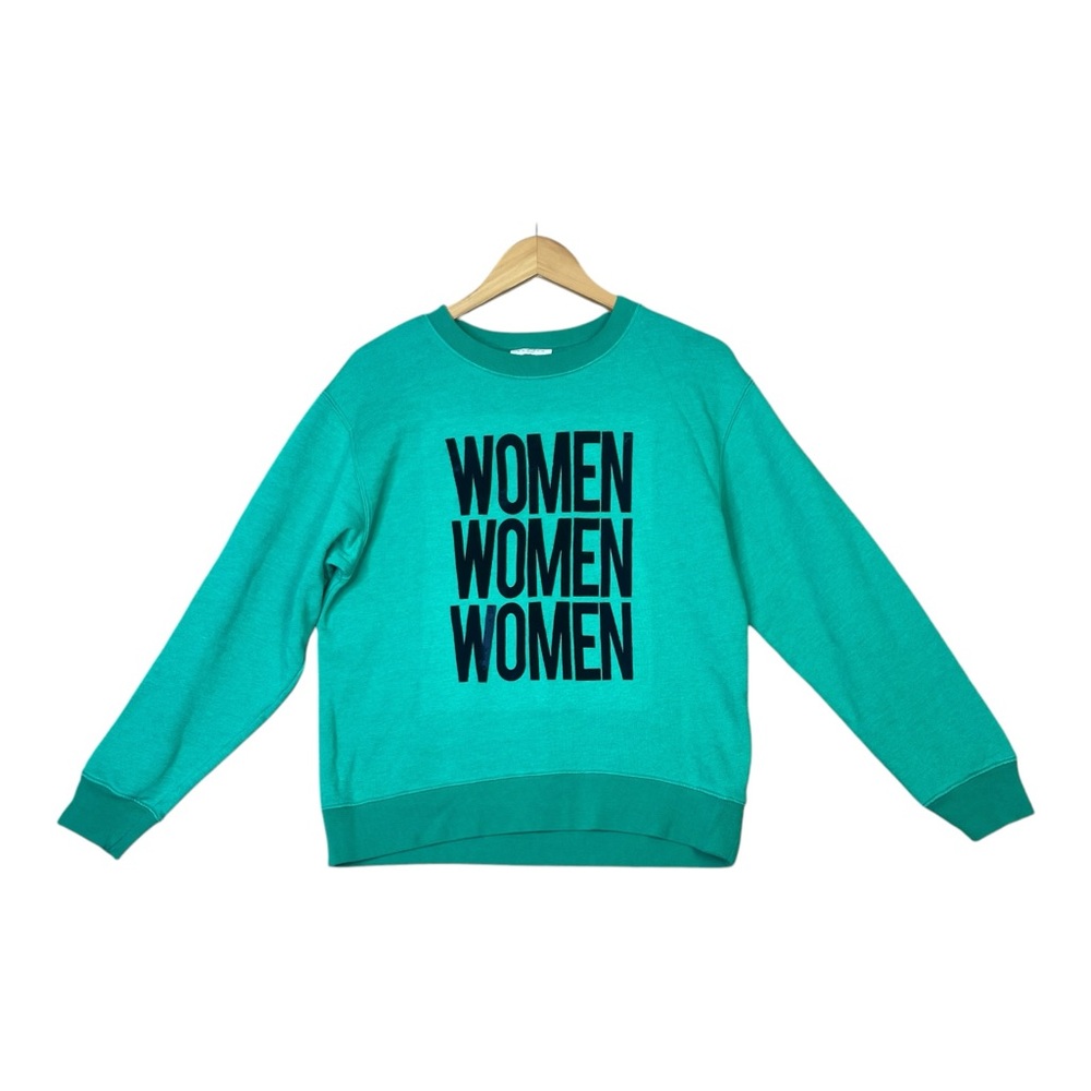 Sandro Green Oversized Women Sweatshirt Green Long Sleeves Casual Size 2 M